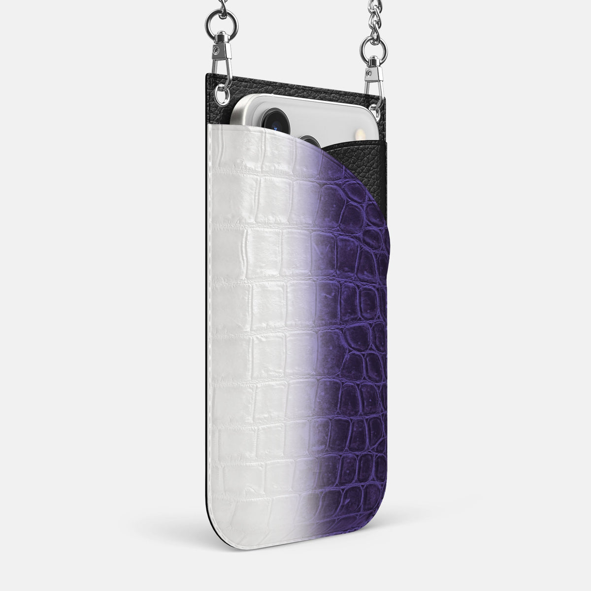 Crossbody Bag For iPhone 18 Pro Max In Himalayan Crocodile -2 | Purple-Steel