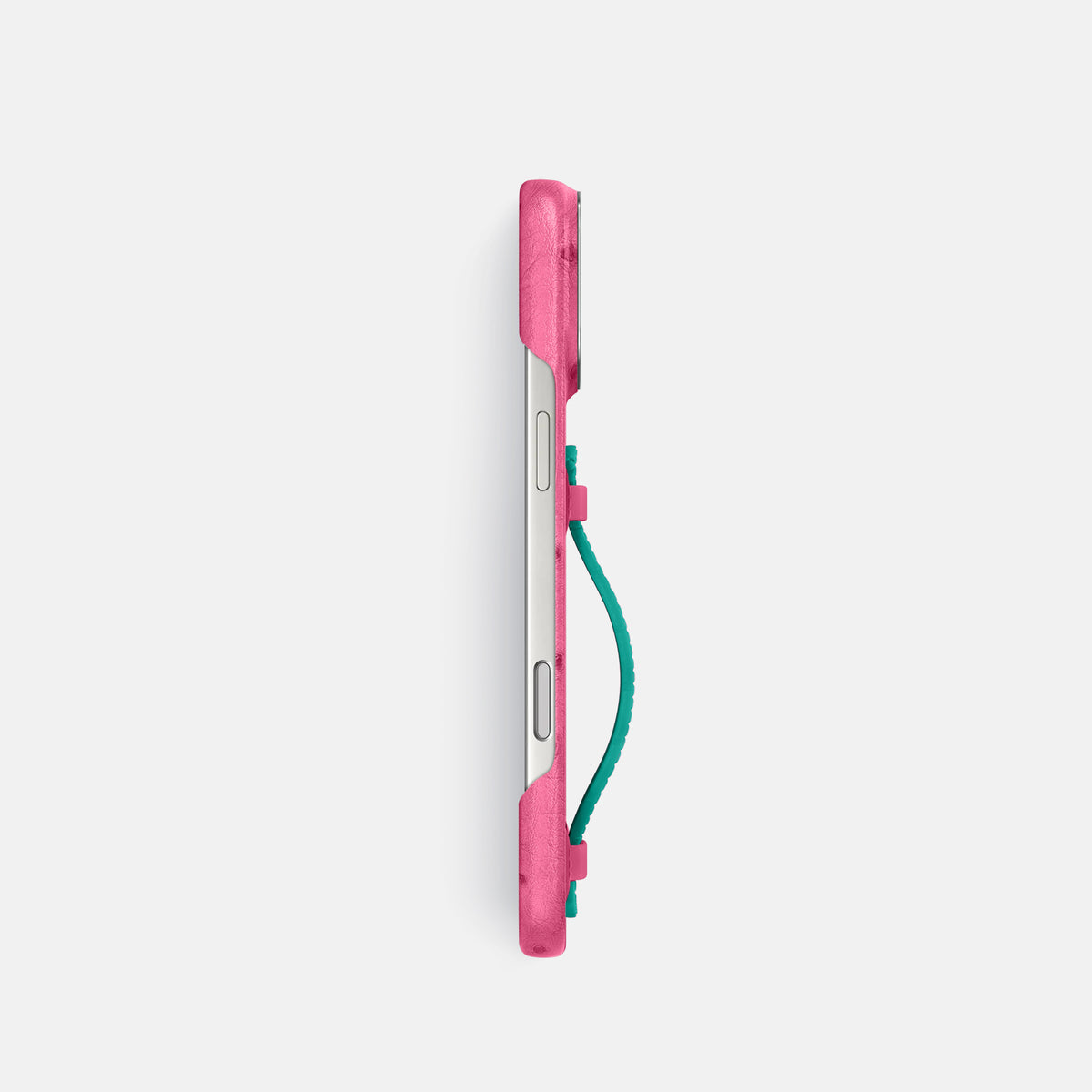 Center Handle Coloré For iPhone 17 Pro In Ostrich -2 | Pink-Steel