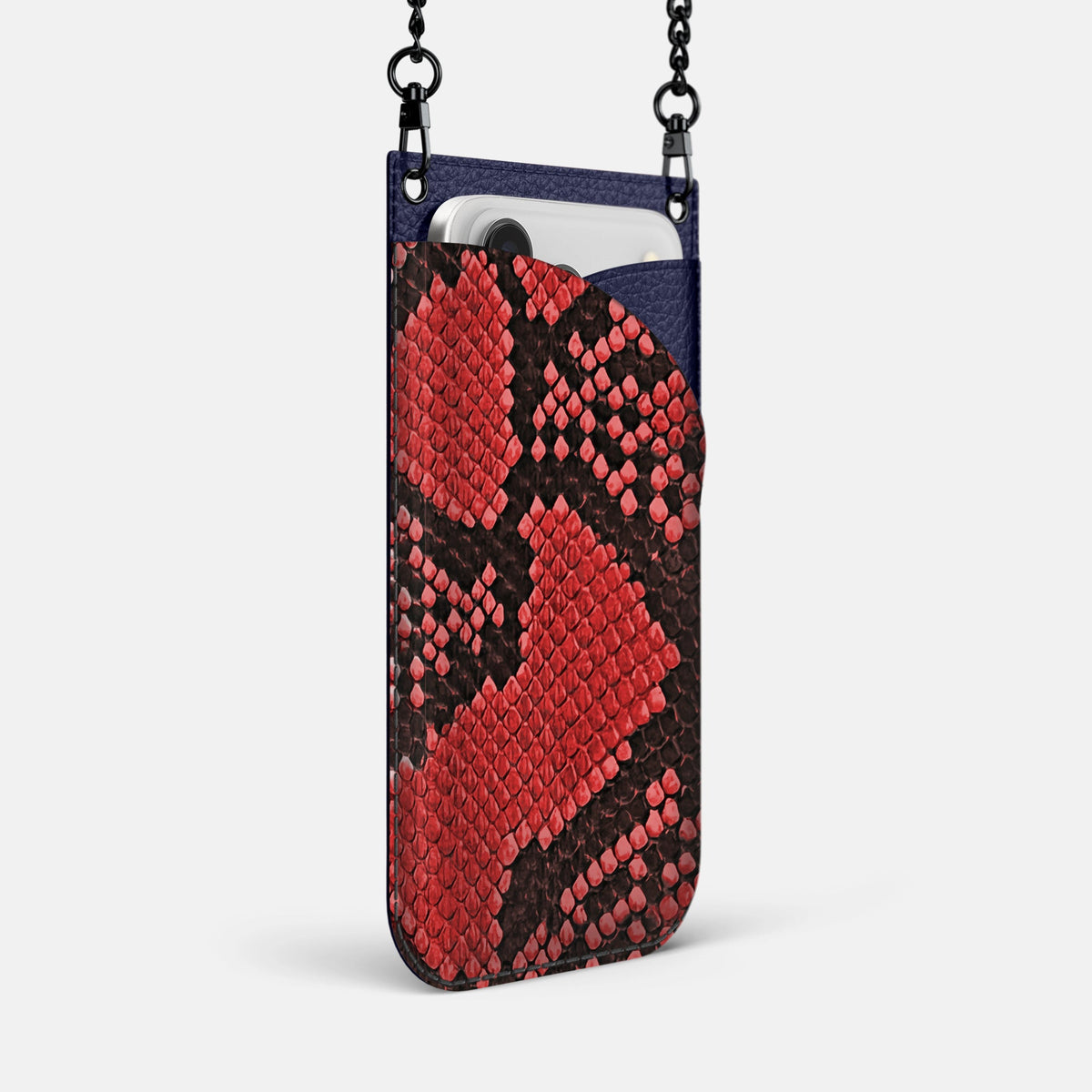 Crossbody Bag For iPhone 18 Pro Max In Deluxe Python -2 | Red-Black