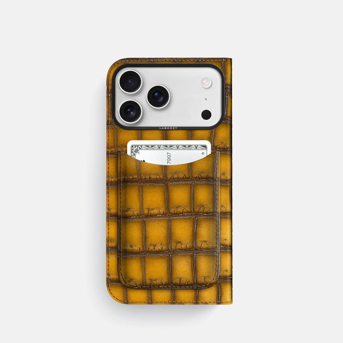 Folio Case with Card For iPhone 18 Pro In Patina Alligator -3 | Sydney-Black