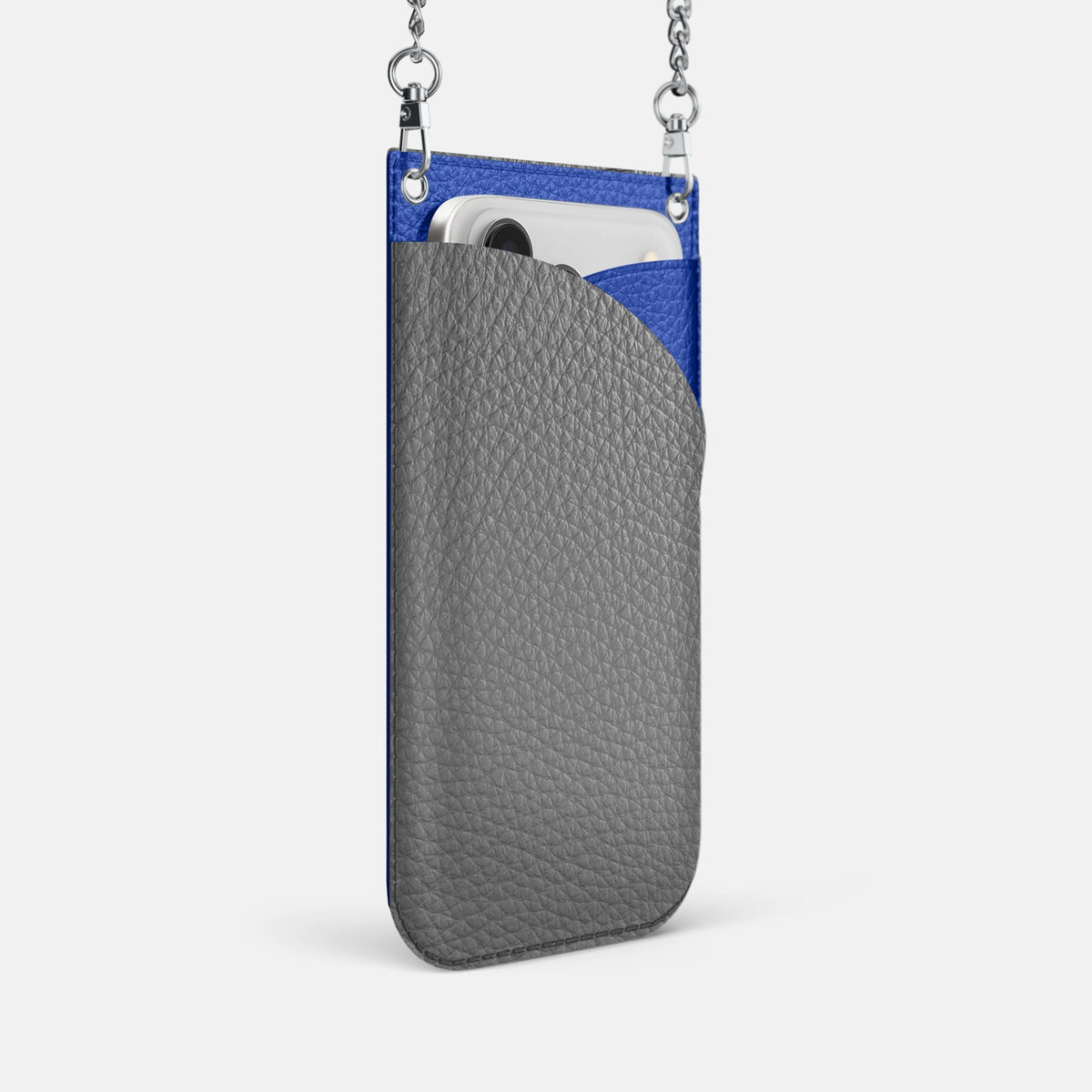 Crossbody Bag For iPhone 18 Pro In Calf -2 | Souris-Steel