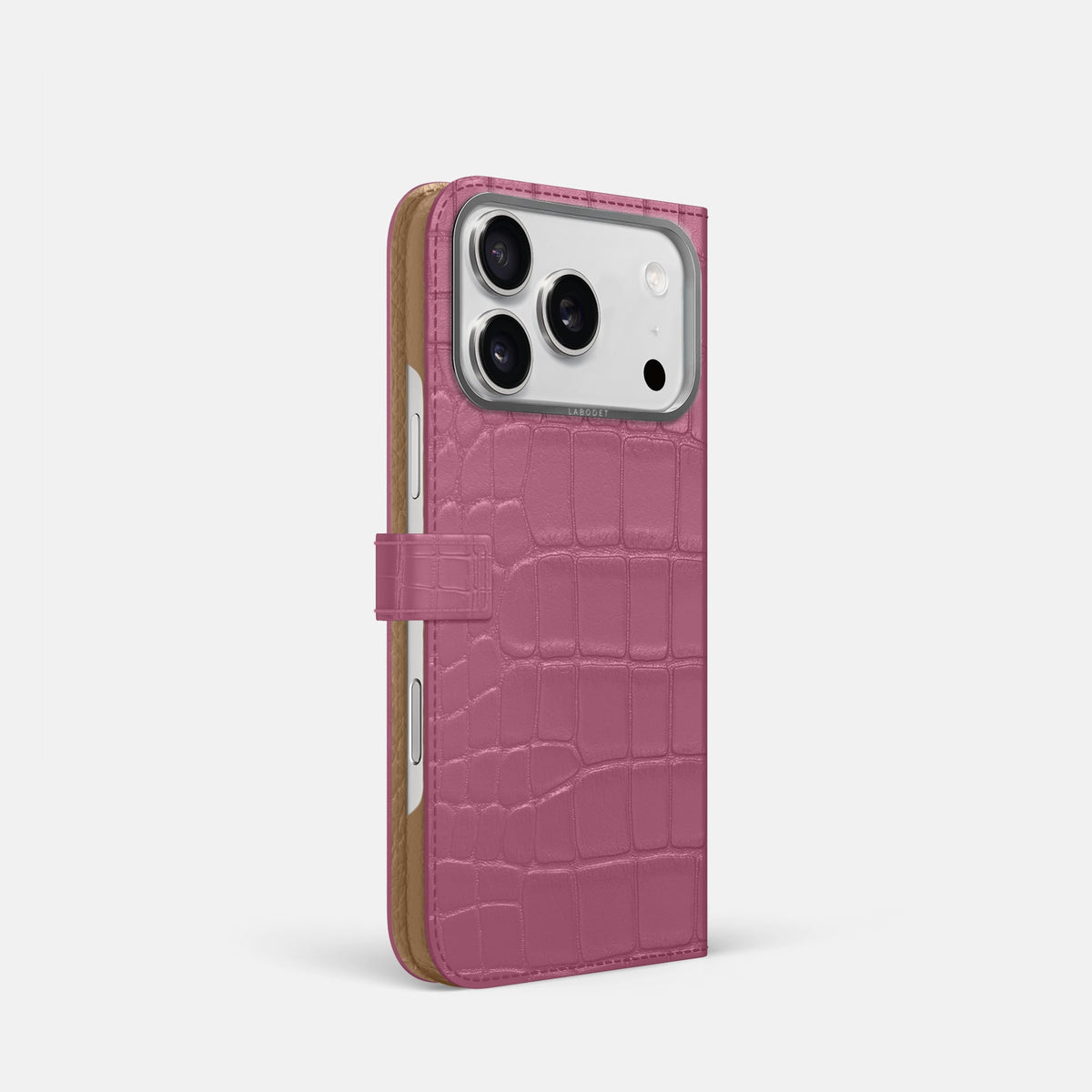 Folio Case with Clasp For iPhone 18 Pro In Alligator -1 | Pink-Lagoon-Steel