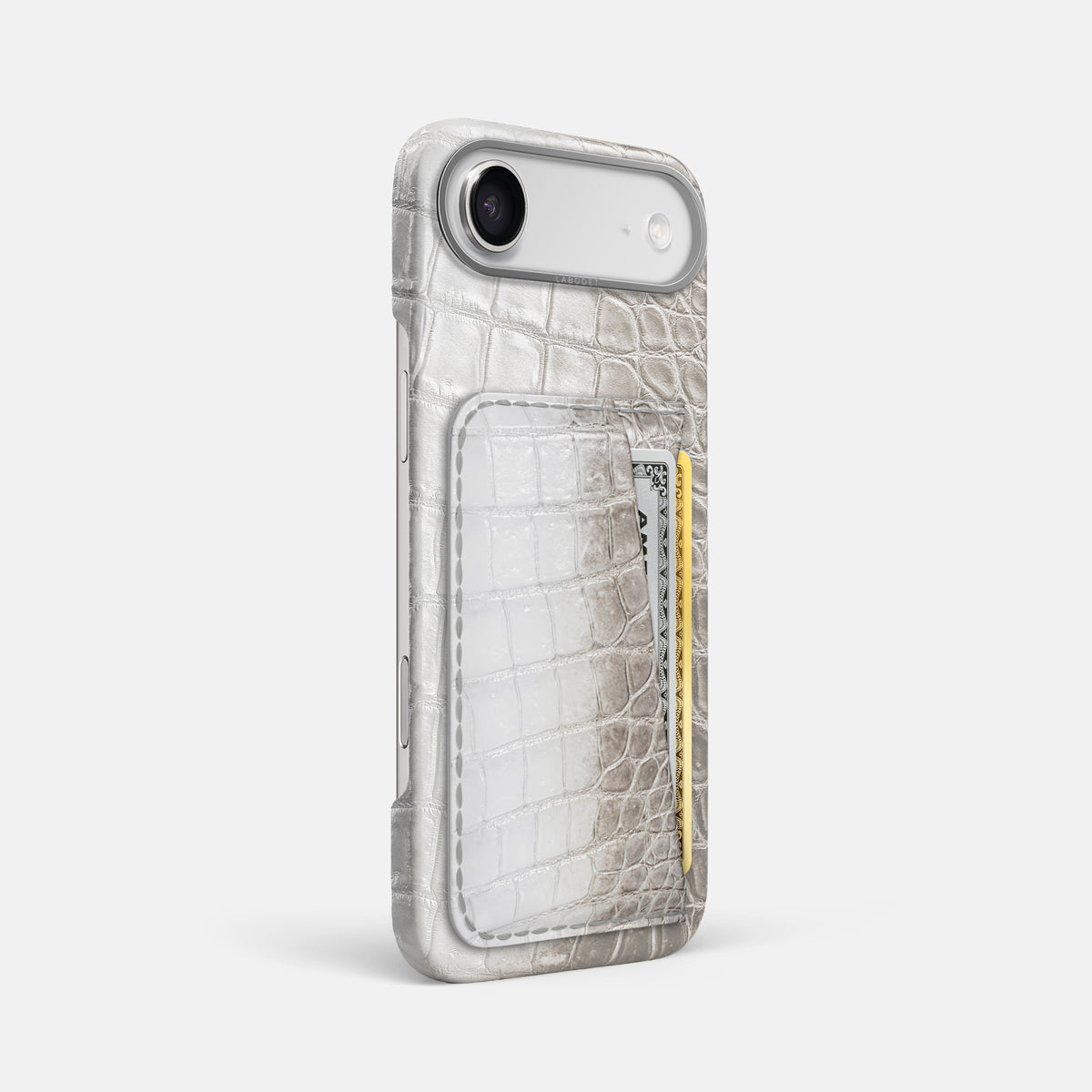 Double Card Case For iPhone 17 Air In Himalayan Crocodile -2 | Grey-Steel