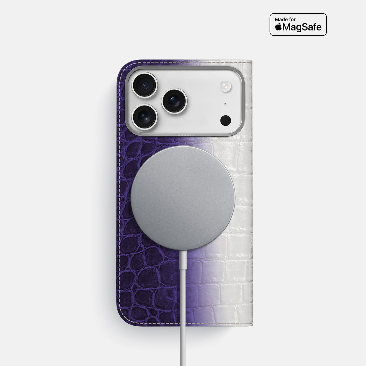 Folio Case For iPhone 18 Pro In Himalayan Crocodile -3 | Purple-Steel