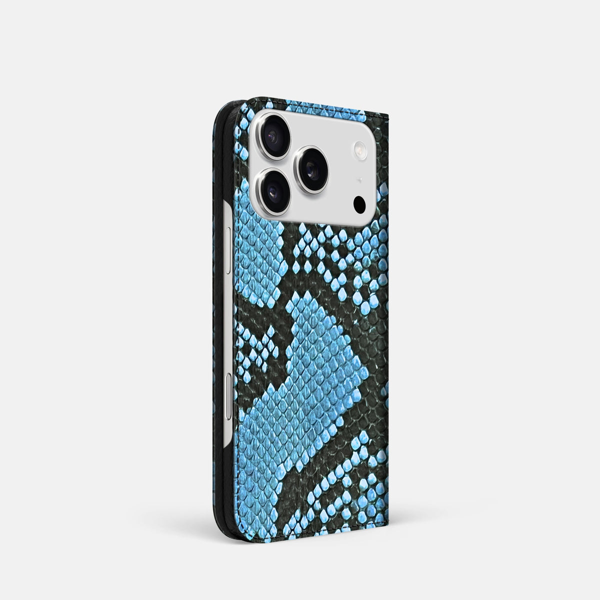 Folio Slim Case For iPhone 18 Pro In Deluxe Python -1 | Pacific-Blue