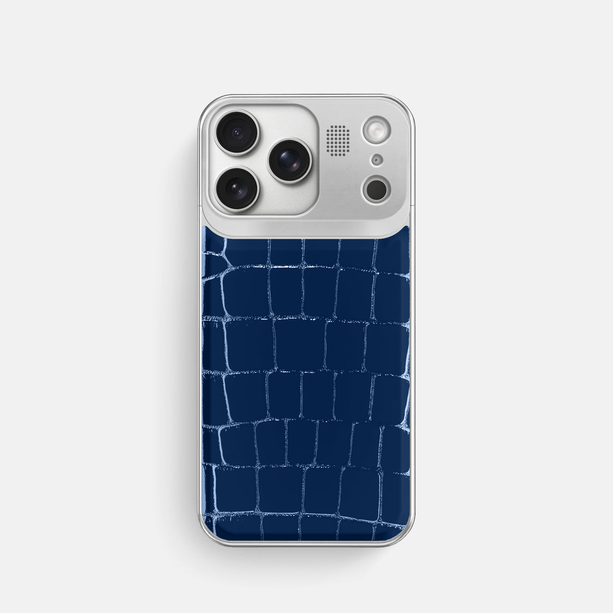Metal Case For iPhone 17 Pro In Shiny Alligator -1 | Mediterranean-Steel