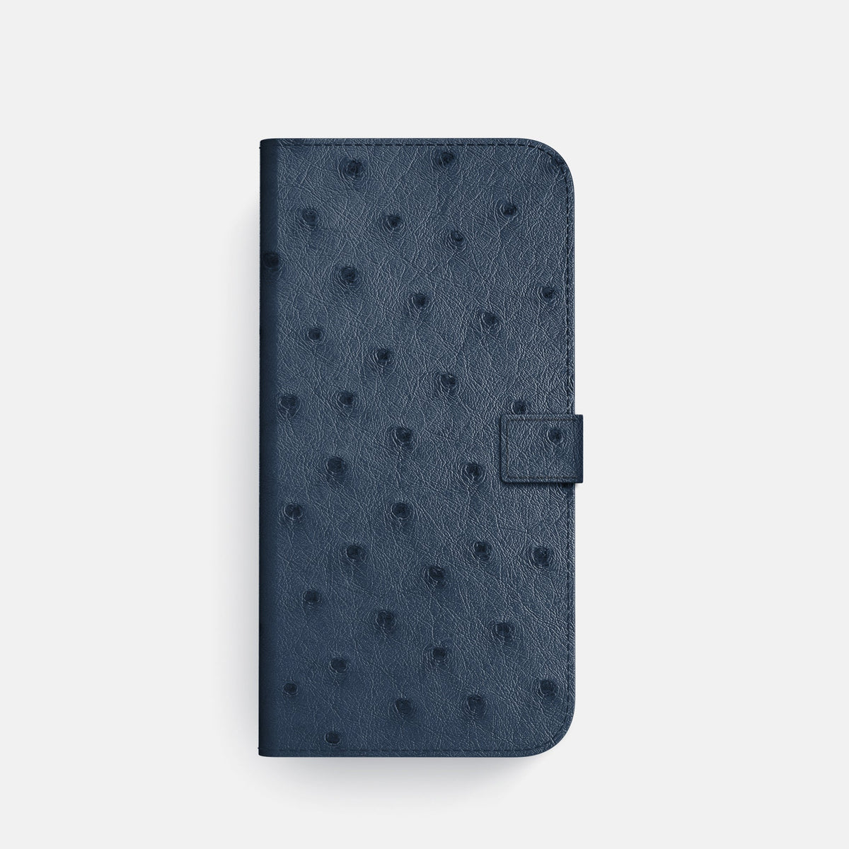 Folio Case with Clasp For iPhone 18 Pro In Ostrich -4 | Navy-Blue-Black