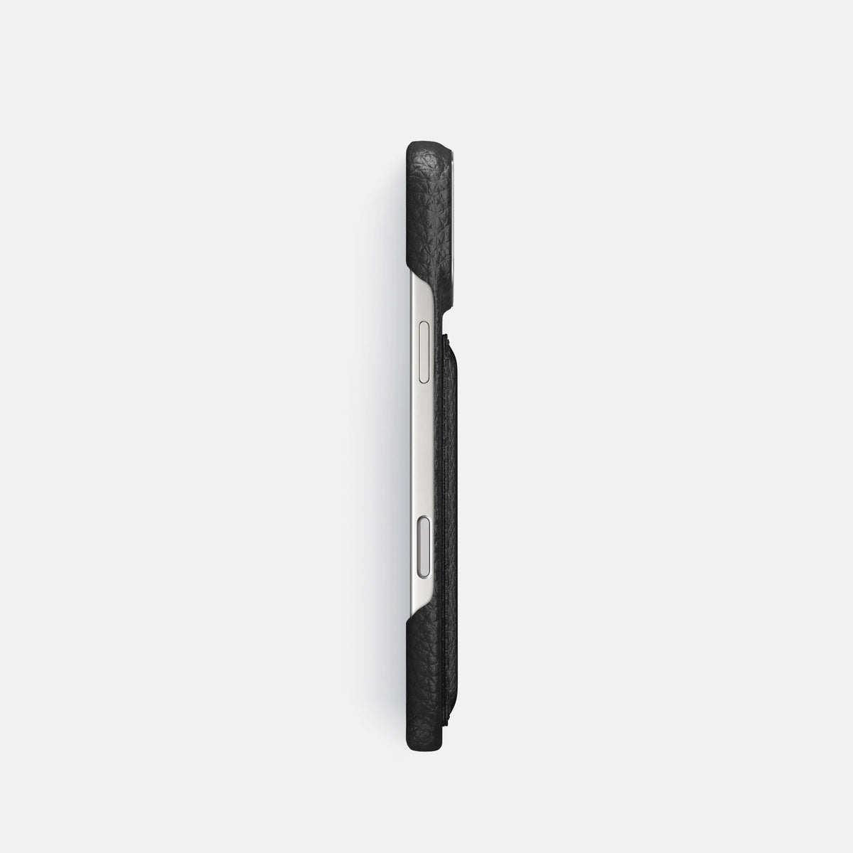 Double Card Case For iPhone 18 Pro In Calf -3 | Black-Steel