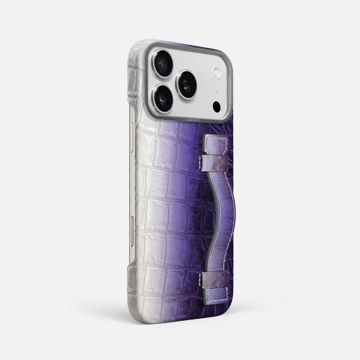 Handle Case For iPhone 18 Pro Max In Himalayan Crocodile -2 | Purple-Steel