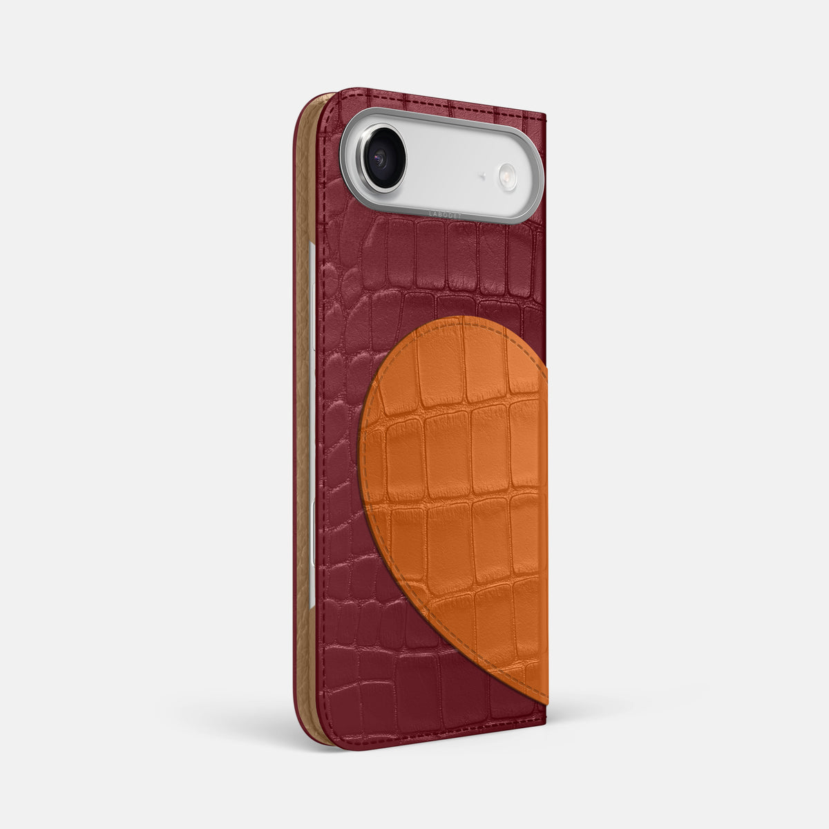 Folio Case With Heart For iPhone 17 Air In Alligator -1 | Burgundy-Steel