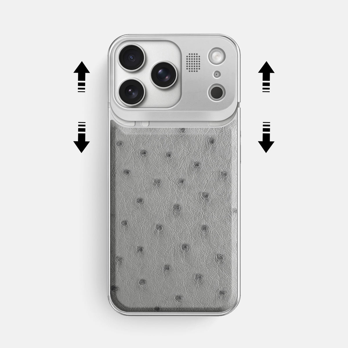 Metal Case For iPhone 17 Pro Max In Ostrich -2 | Silver-Steel