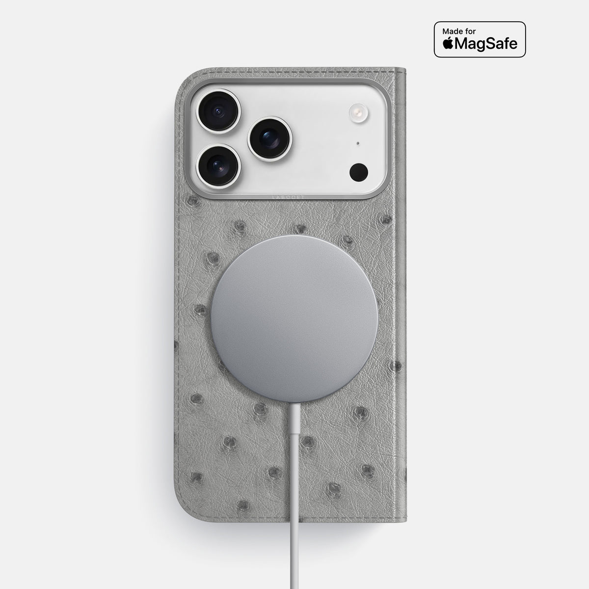 Folio Case For iPhone 17 Pro Max In Ostrich -3 | Silver-Steel