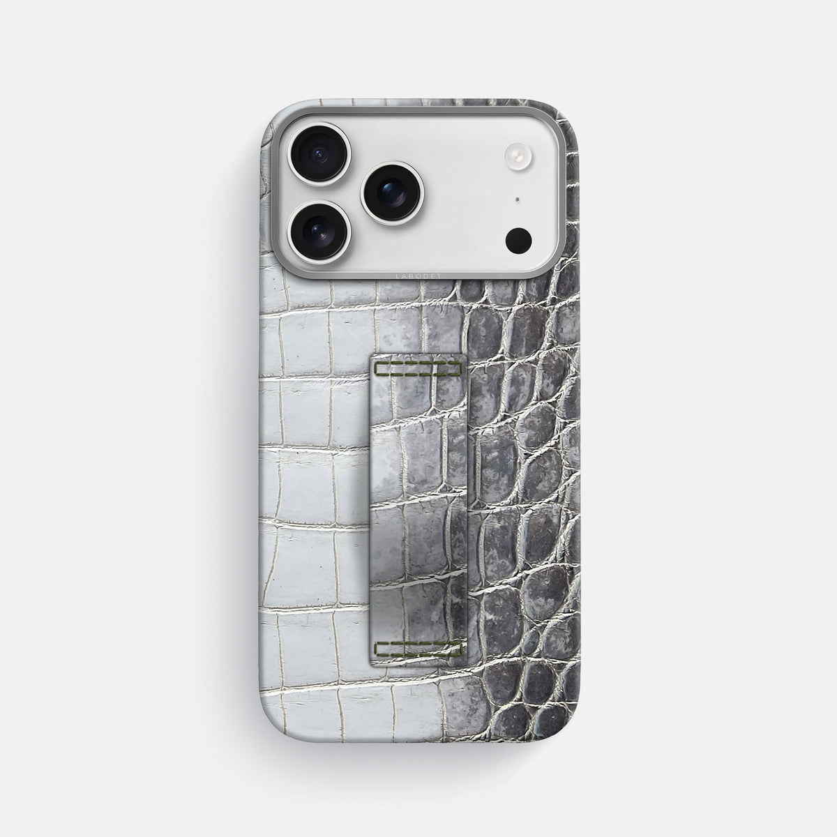 Finger Case For iPhone 18 Pro Max In Himalayan Crocodile -1 | Silver-Steel