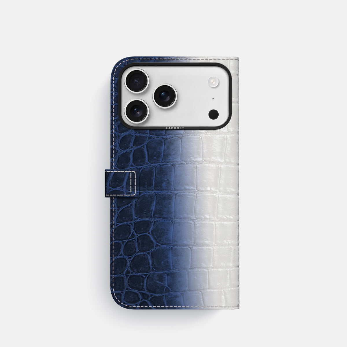 Folio Case with Clasp For iPhone 17 Pro In Himalayan Crocodile -3 | Navy-Blue-Black