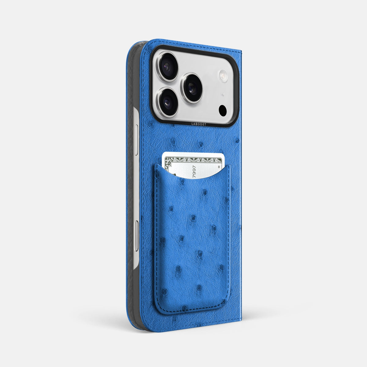 Folio Case with Card For iPhone 18 Pro Max In Ostrich -1 | Royal-Blue-Black