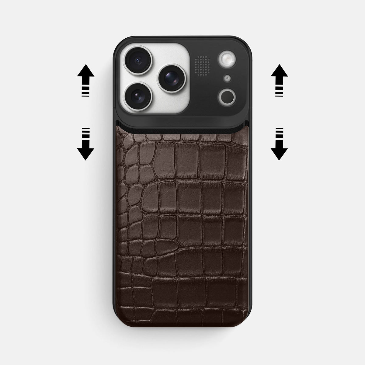 Metal Case For iPhone 18 Pro Max In Alligator -2 | Dark-Brown-Black