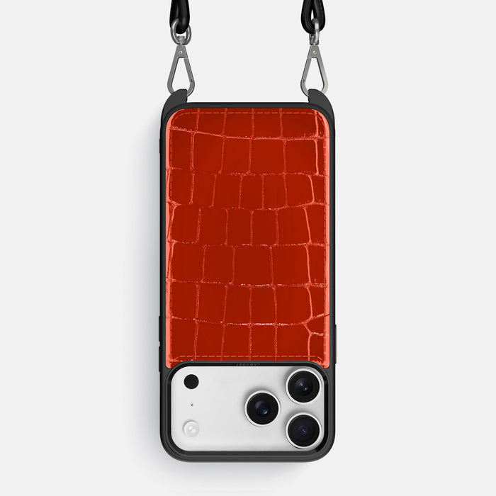 Crossbody Sport Case For iPhone 18 Pro Max In Shiny Alligator -1 | Orange