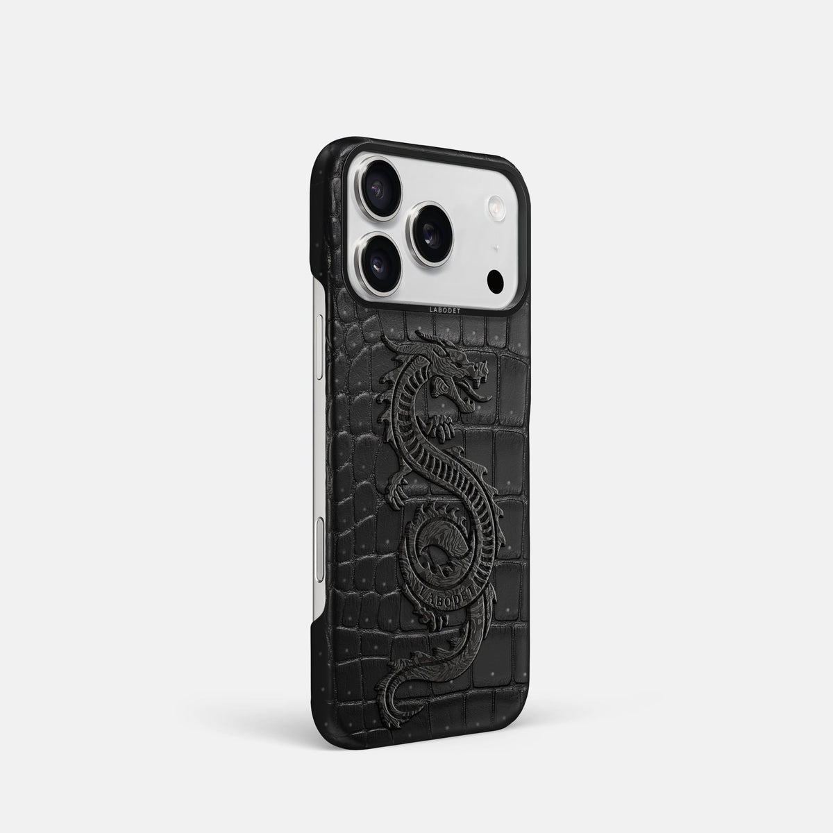 Classic Case With Carbon Dragon For iPhone 18 Pro In Porosus Crocodile -2 | Black-Black