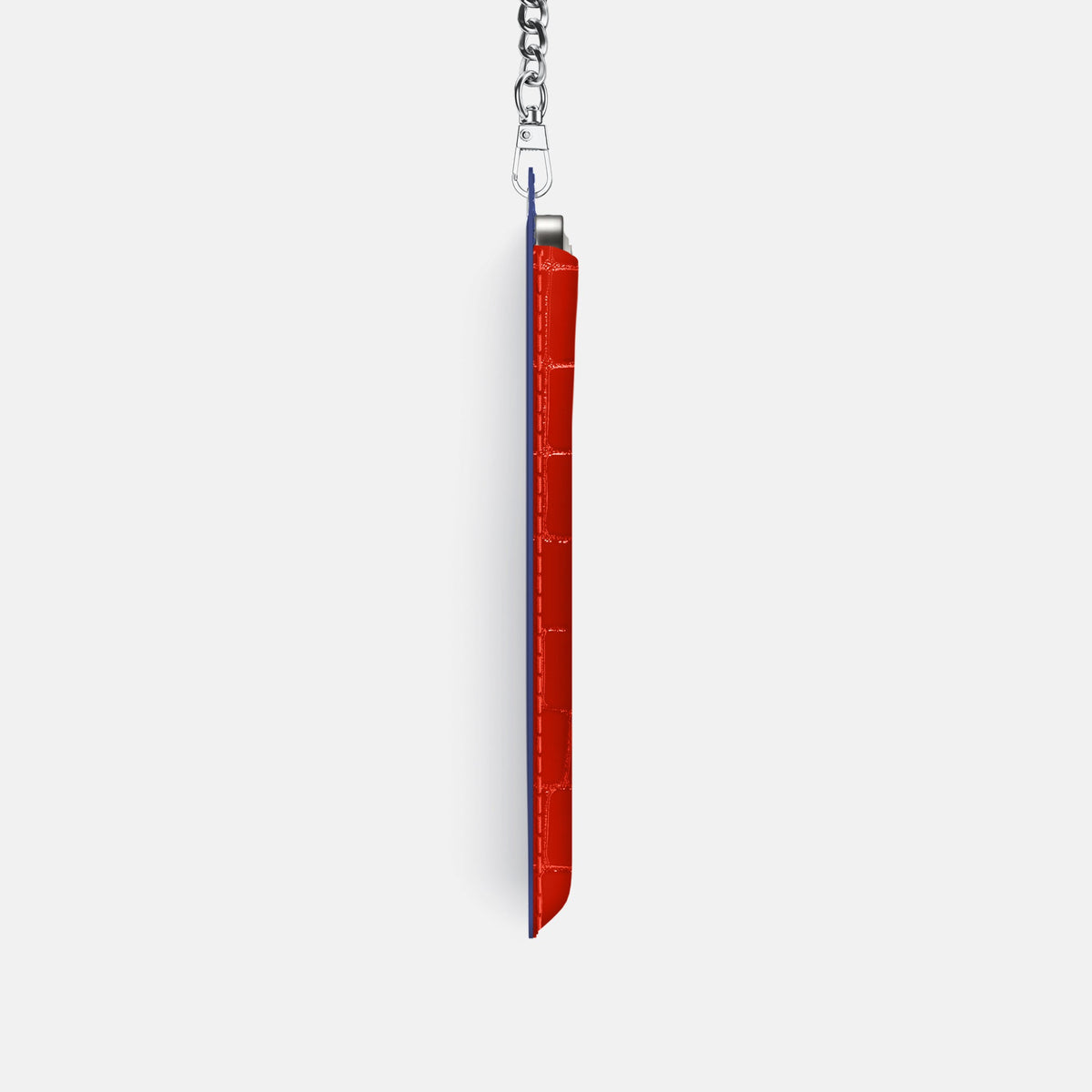 Crossbody Bag For iPhone 18 Pro In Shiny Alligator -4 | Coral-Orange-Steel