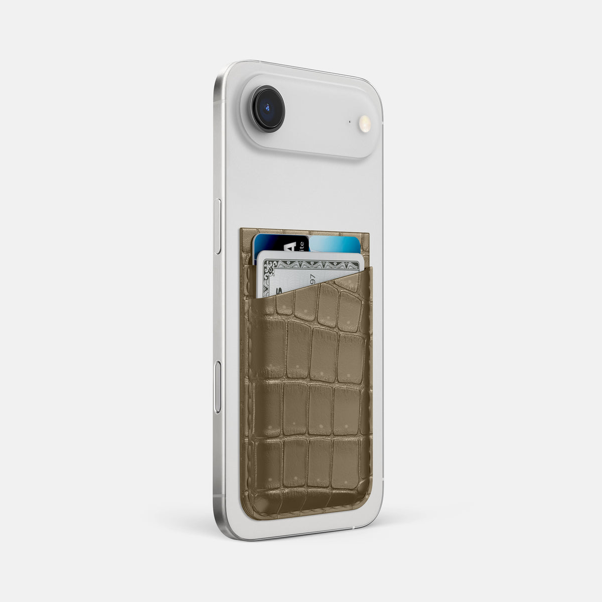 MagSafe Wallet For iPhone 17 Air In Porosus Crocodile -2 | Kaki-Green