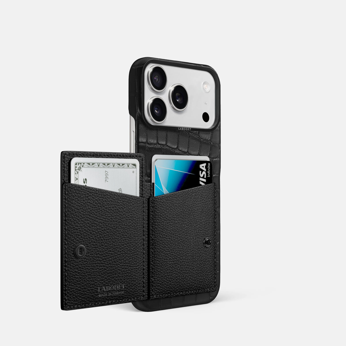 Bi-Fold Case For iPhone 18 Pro In Alligator -2 | Black-Black