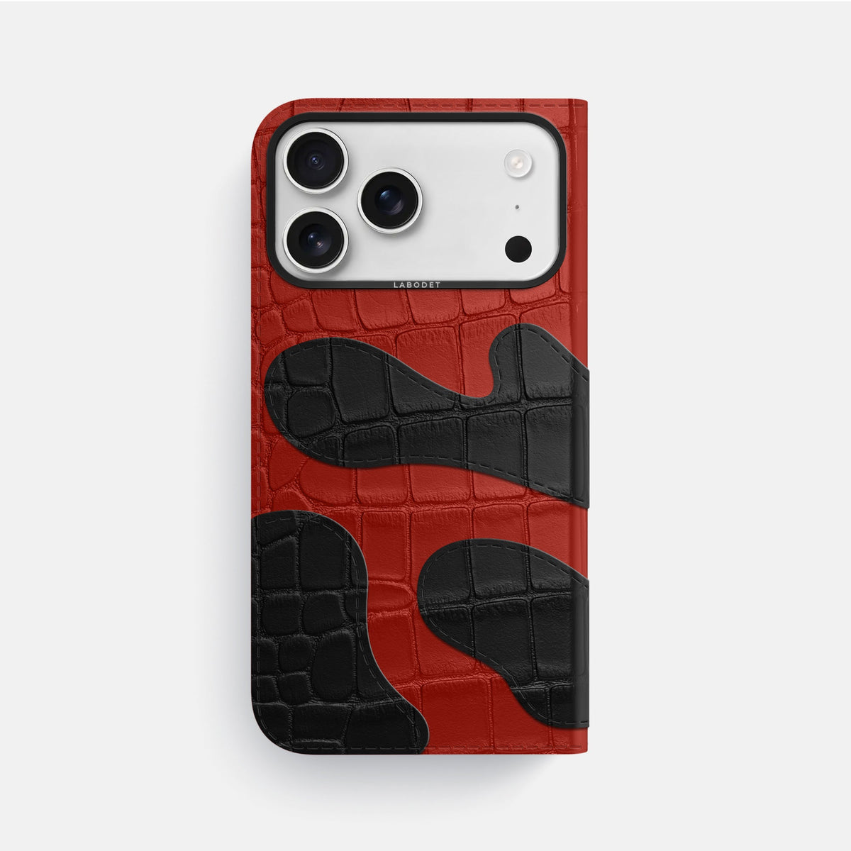 Camouflage Folio For iPhone 18 Pro Max In Alligator -3 | Red-Black