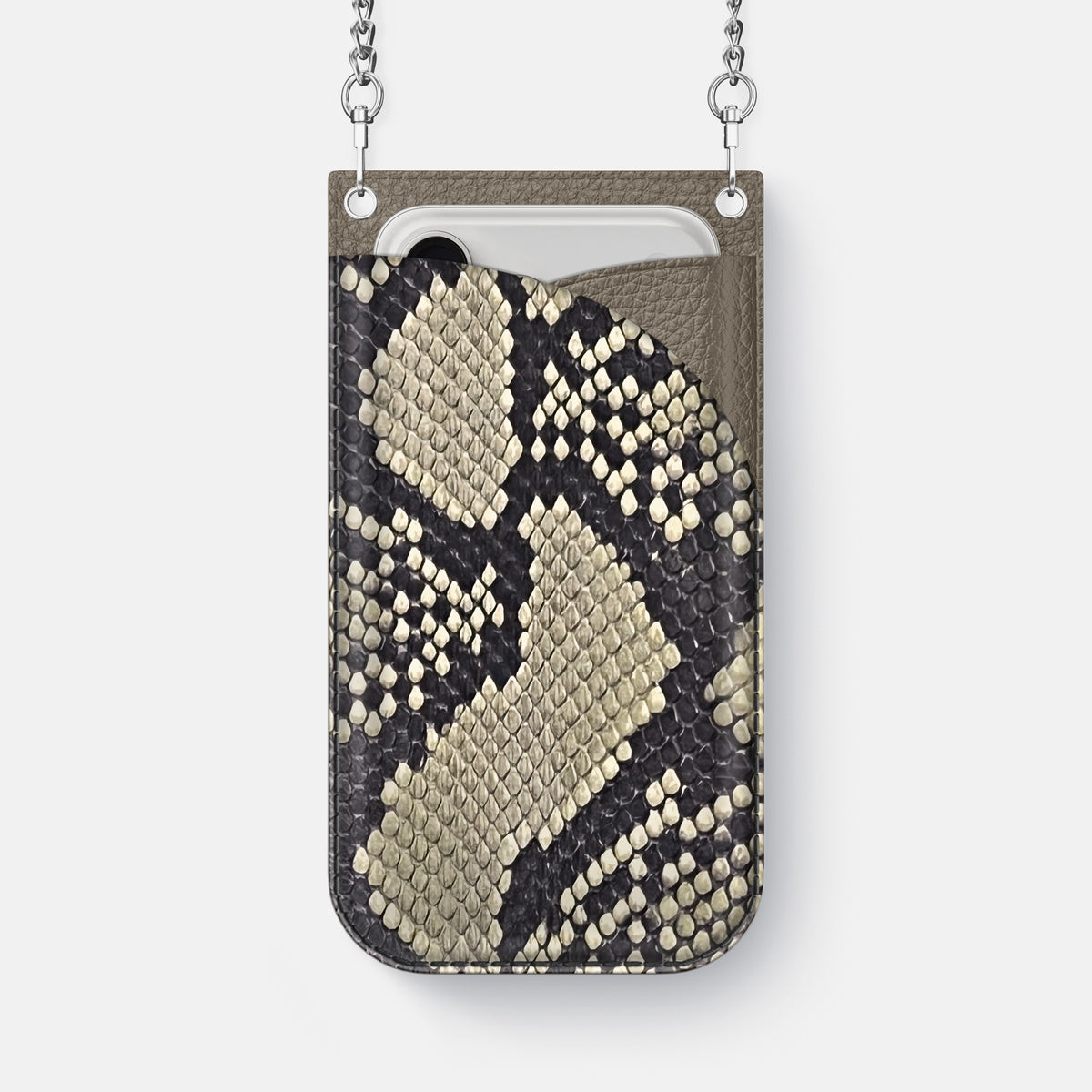 Crossbody Bag For iPhone 17 Air In Deluxe Python -1 | Savannah-Steel