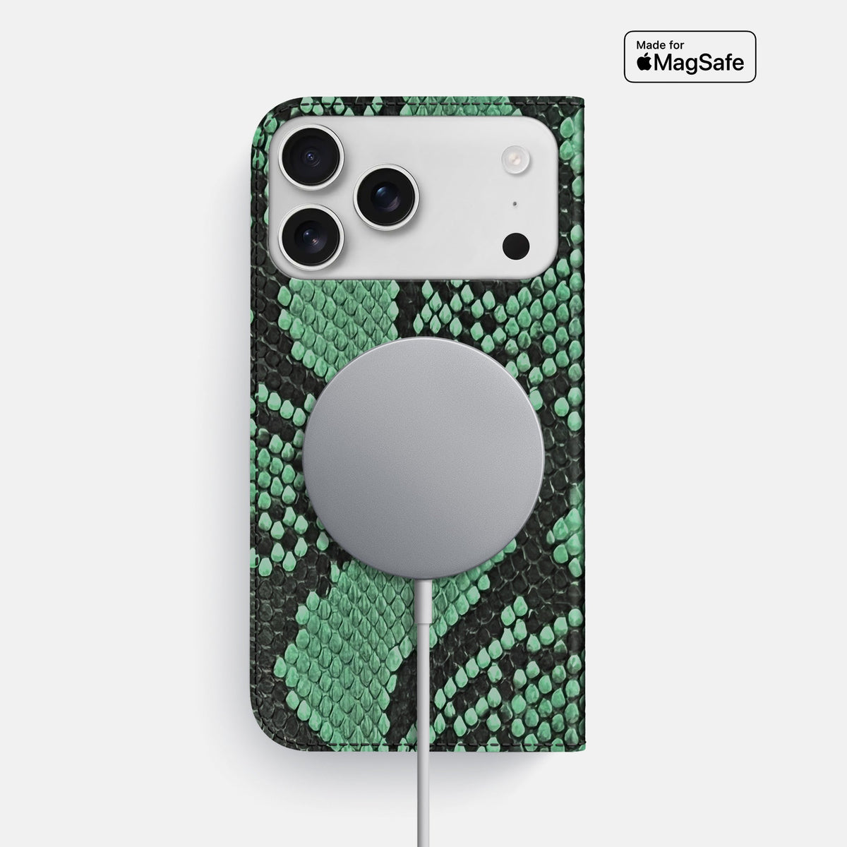Folio Slim Case For iPhone 18 Pro Max In Deluxe Python -3 | Forest-Green