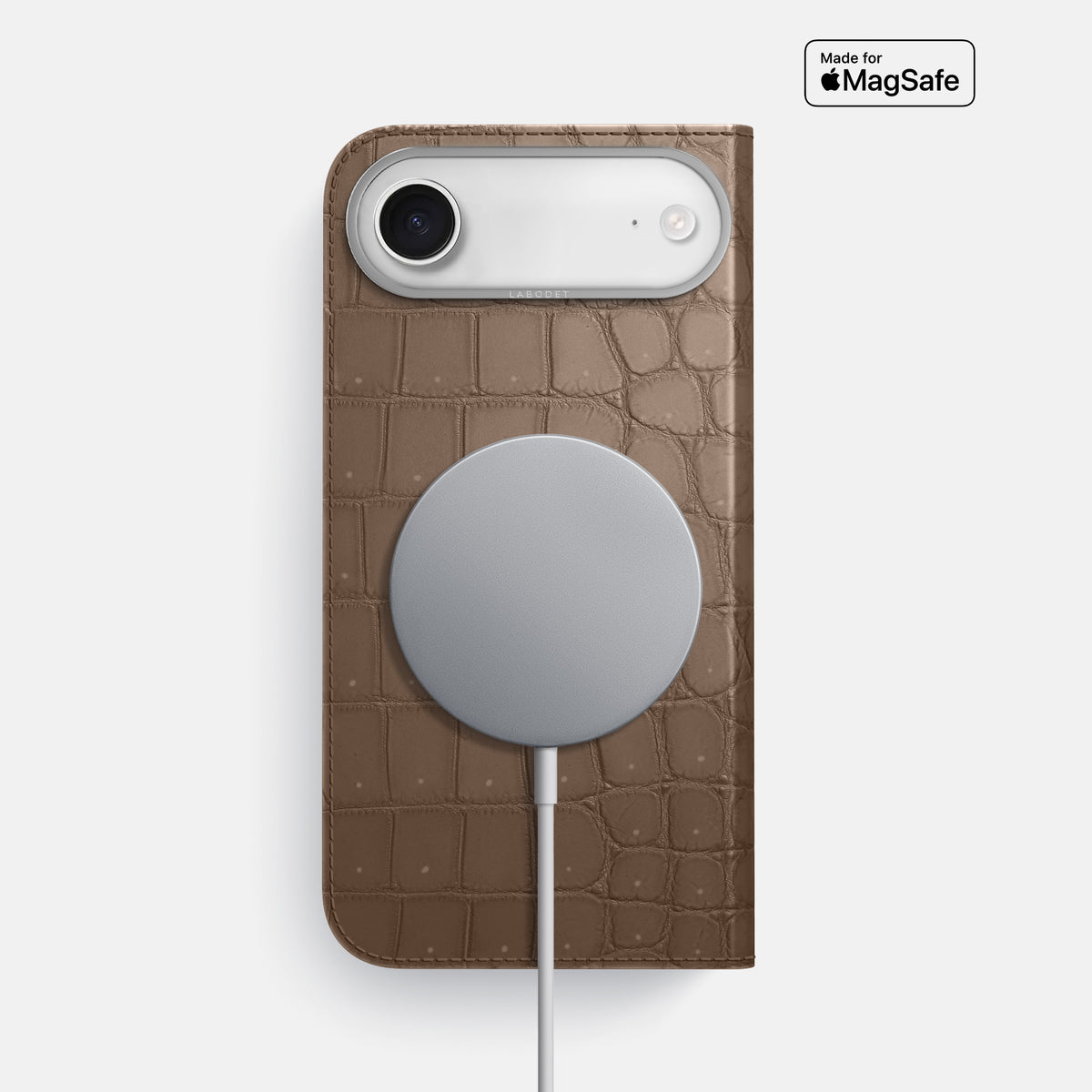 Folio Case For iPhone 17 Air In Porosus Crocodile -3 | Fur-Brown-Steel