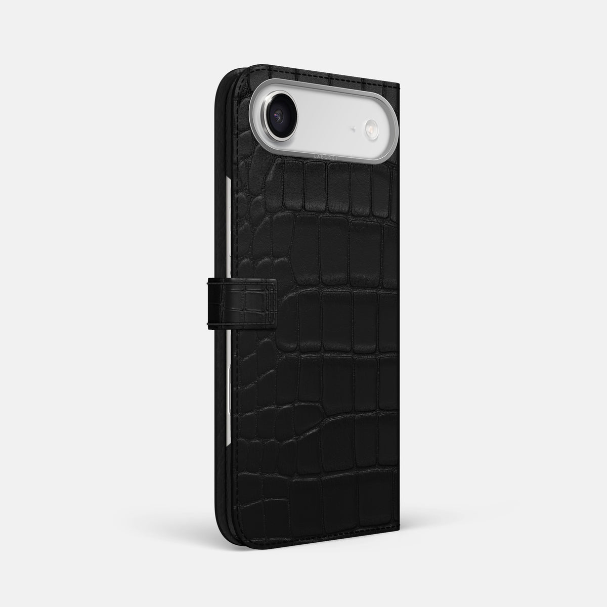 Folio Case with Clasp For iPhone 17 Air In Alligator -1 | Black-Steel