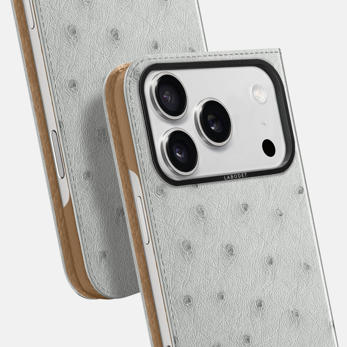 Folio Case For iPhone 18 Pro In Ostrich -5 | White-Black