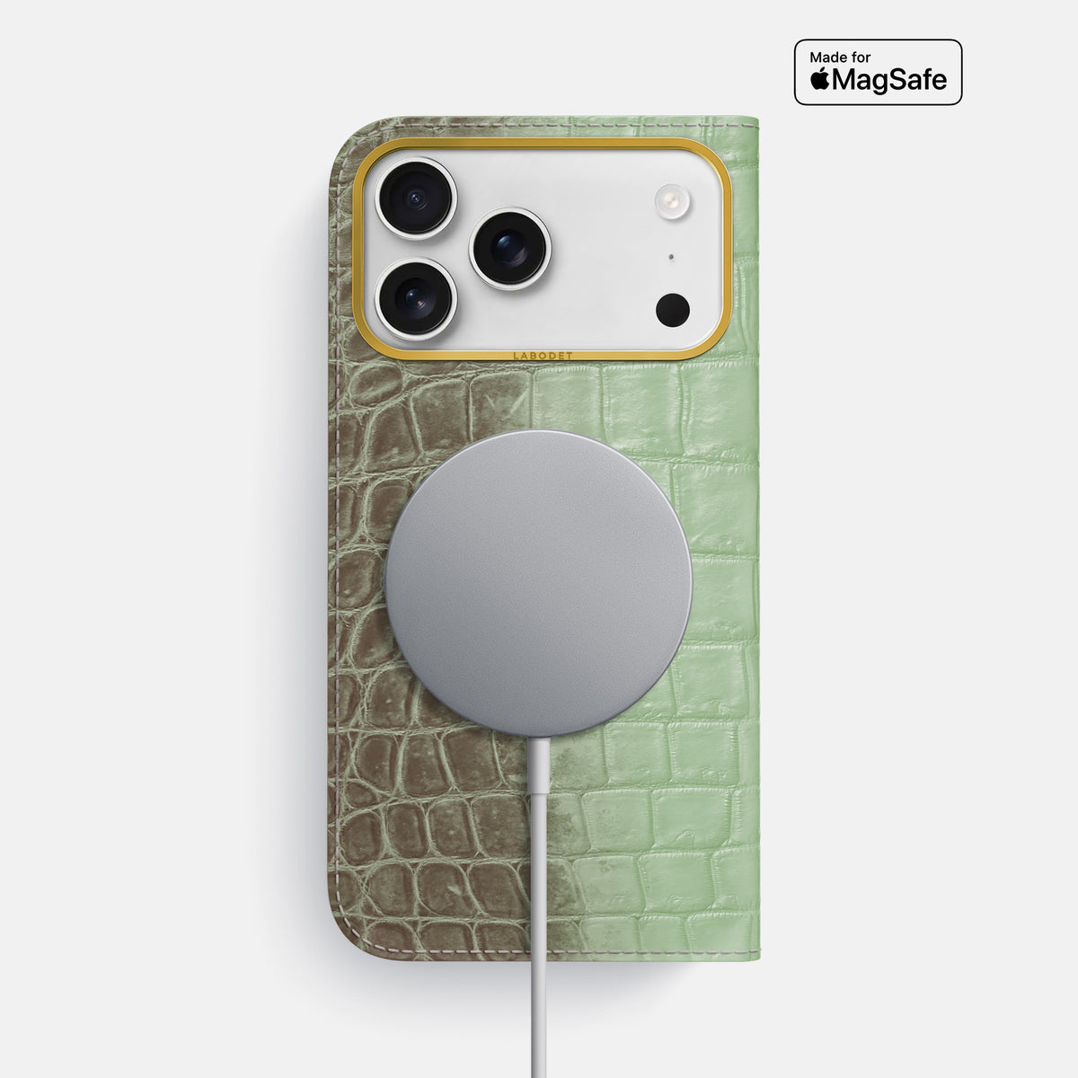 Folio Case For iPhone 17 Pro Max In Himalayan Crocodile -3 | Pistachio-Gold