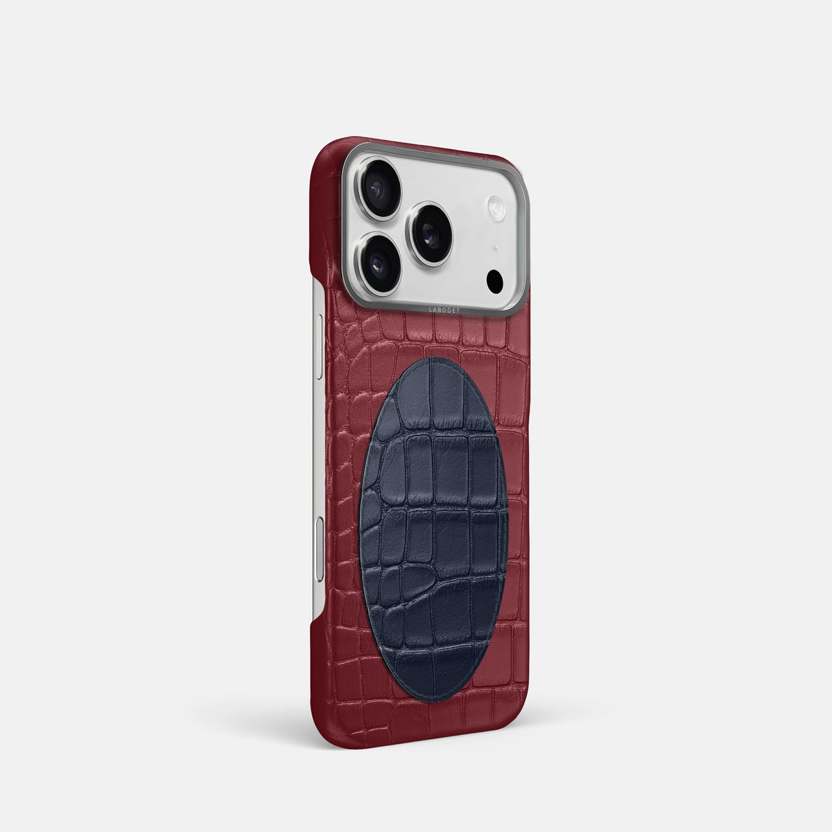 Classic Case With Oval For iPhone 18 Pro In Alligator -2 | Burgundy-Steel