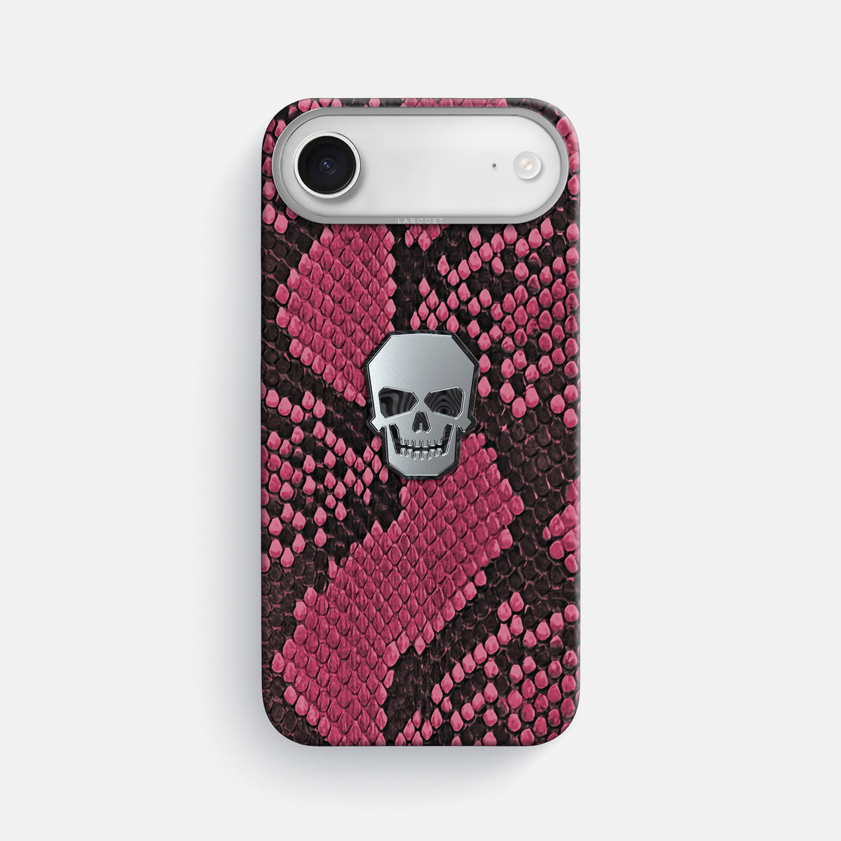 Classic Case With Titanium Skull For iPhone 17 Air In Deluxe Python -1 | Burgundy-Steel