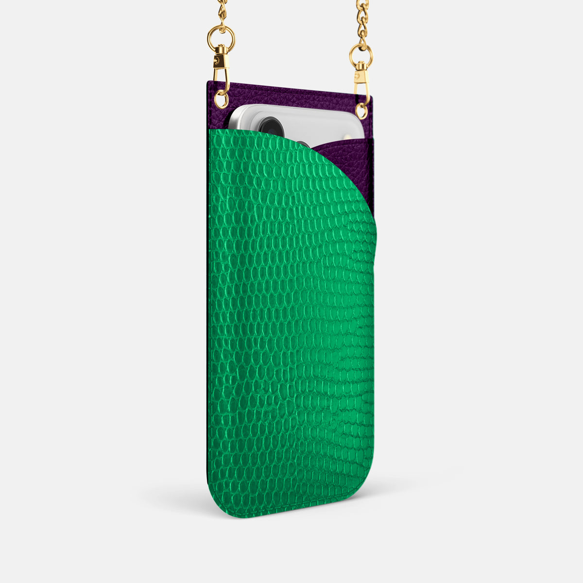 Crossbody Bag For iPhone 17 Pro In Lizard -2 | Apple-Green-Gold