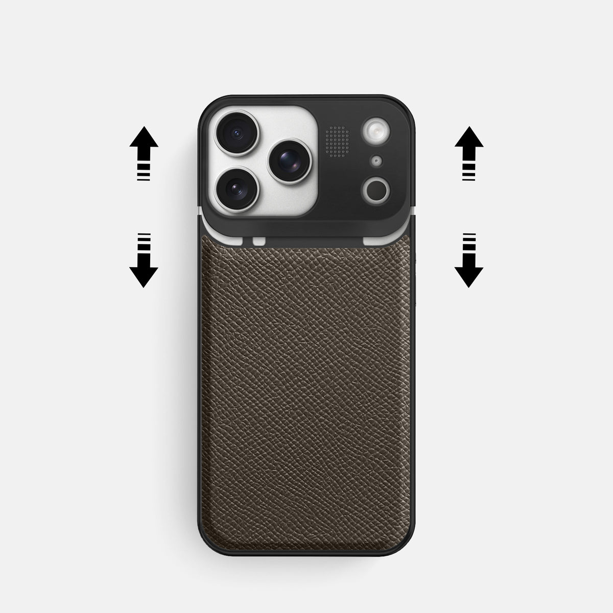 Metal Case For iPhone 17 Pro In Epsom-Style Calf -2 | Taupe-Black