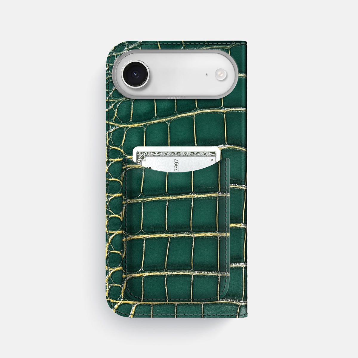 Folio Case with Card For iPhone 17 Air In Patina Alligator -3 | Cambridge-Steel