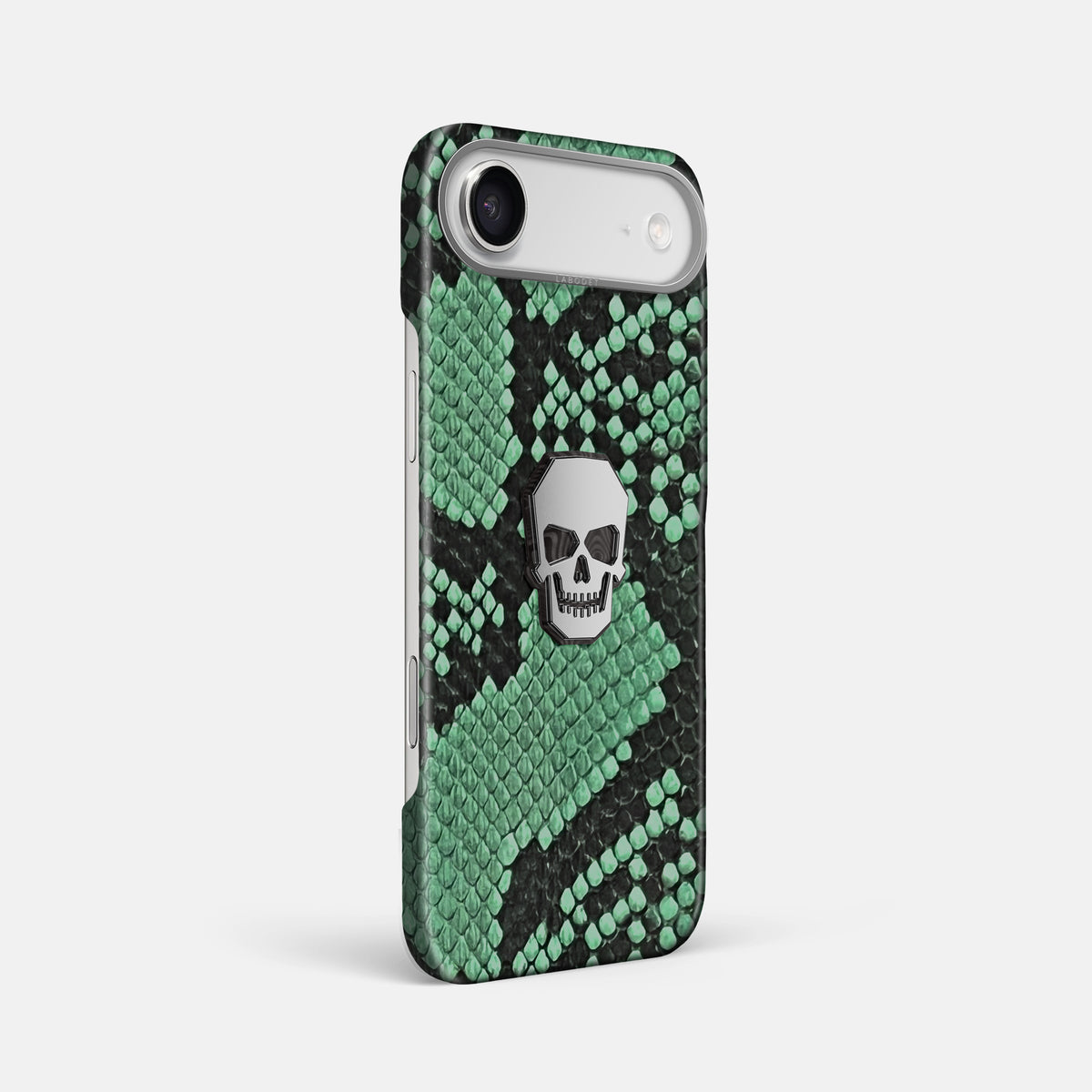 Classic Case With Titanium Skull For iPhone 17 Air In Deluxe Python -2 | Forest-Green-Steel