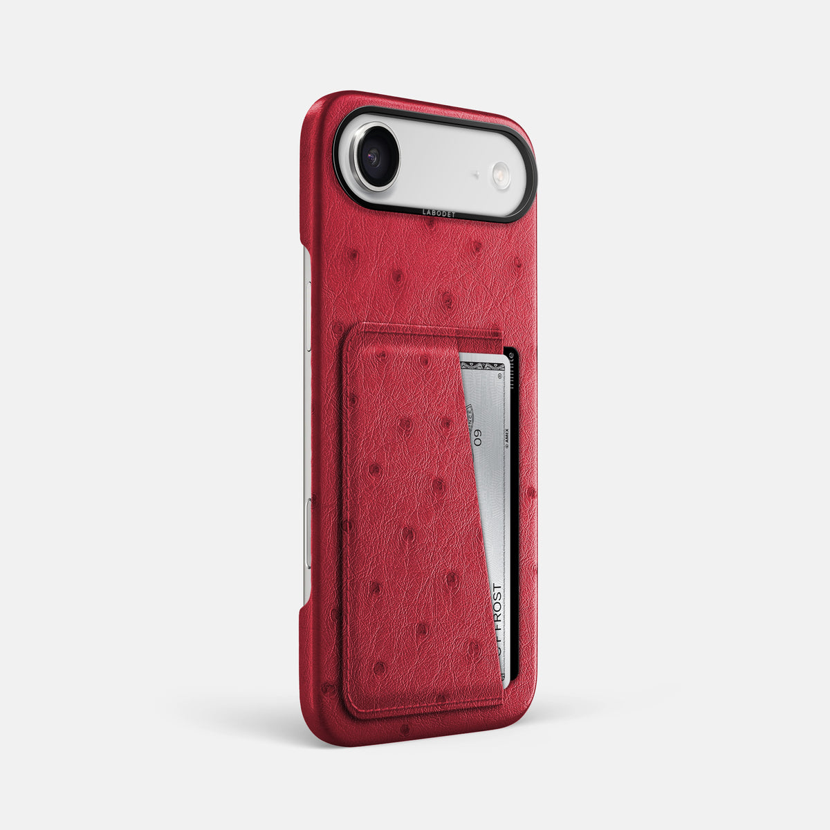 Double Card Case For iPhone 17 Air In Ostrich -2 | Red-Black