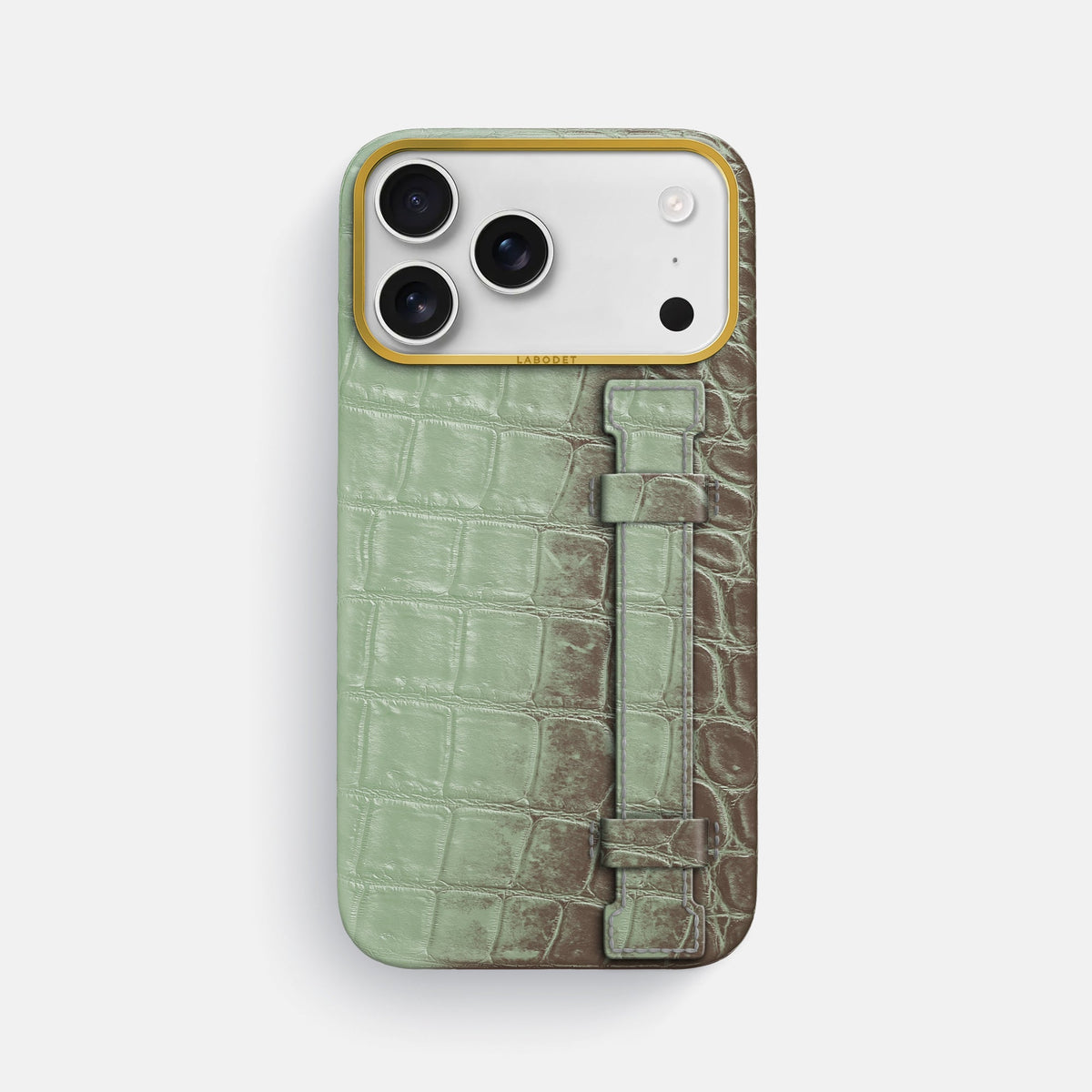 Handle Case For iPhone 18 Pro Max In Himalayan Crocodile -1 | Pistachio-Gold