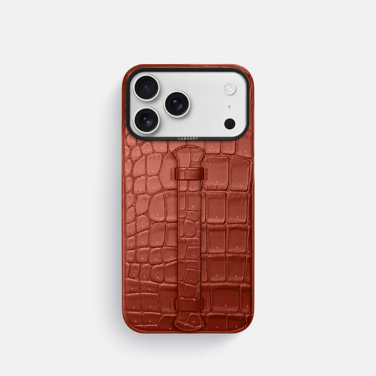 Center Handle For iPhone 17 Pro In Porosus Crocodile -1 | Mahogany-Brown-Black