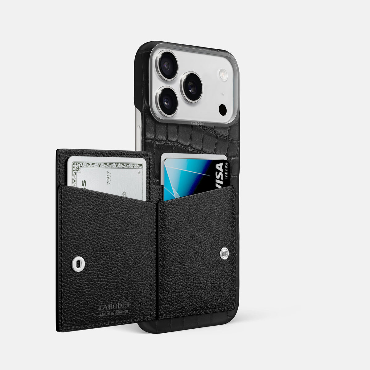 Bi-Fold Case For iPhone 18 Pro Max In Alligator -2 | Black-Steel