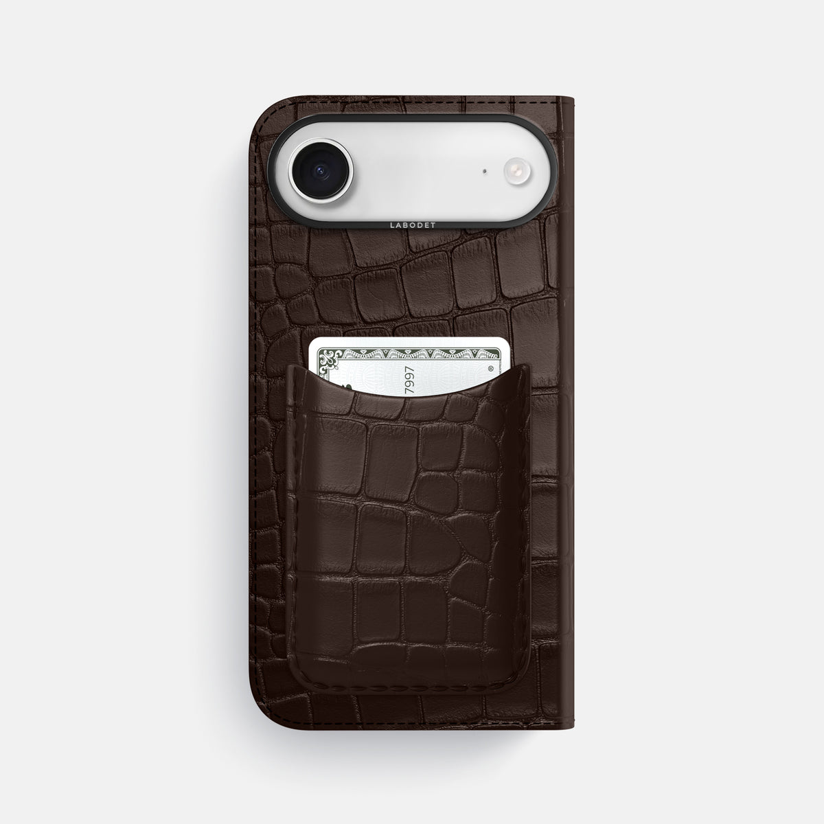 Folio Case with Card For iPhone 17 Air In Alligator -3 | Dark-Brown-Black