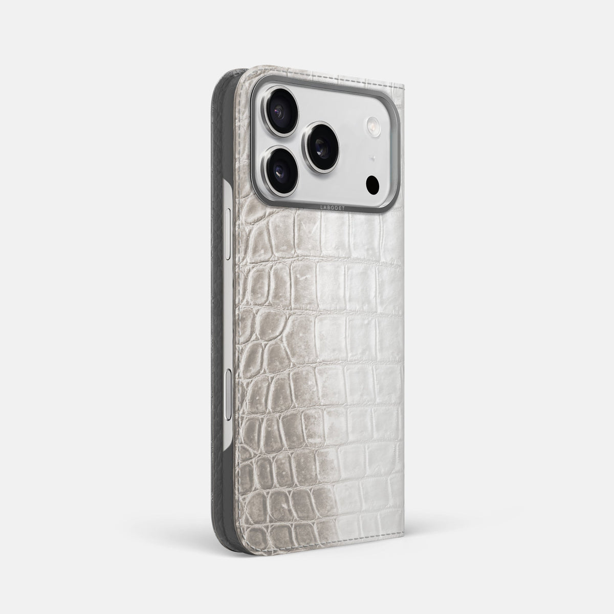 Folio Case For iPhone 18 Pro Max In Himalayan Crocodile -1 | Grey-Steel