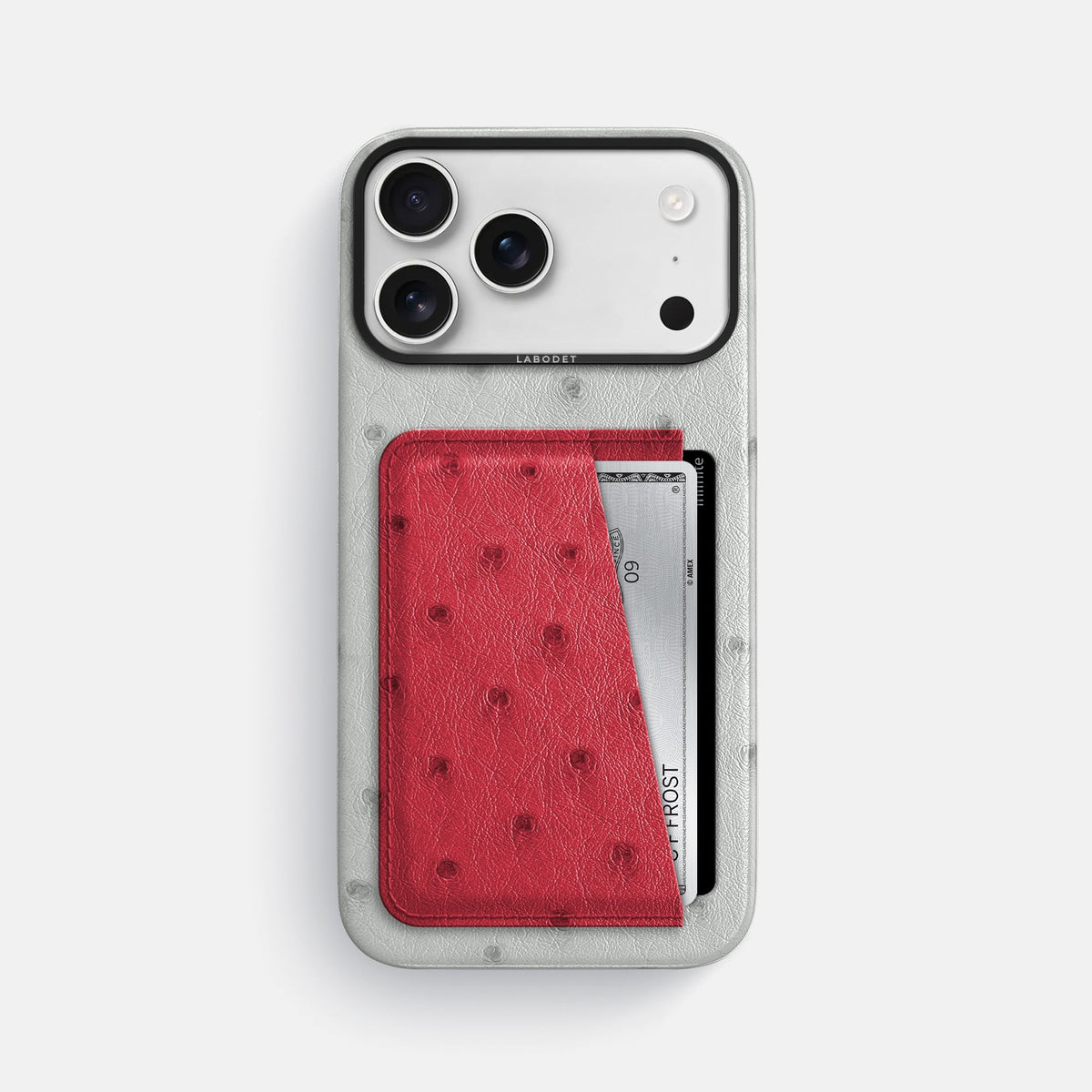 Double Card Case Coloré For iPhone 18 Pro Max In Ostrich -1 | White-Black