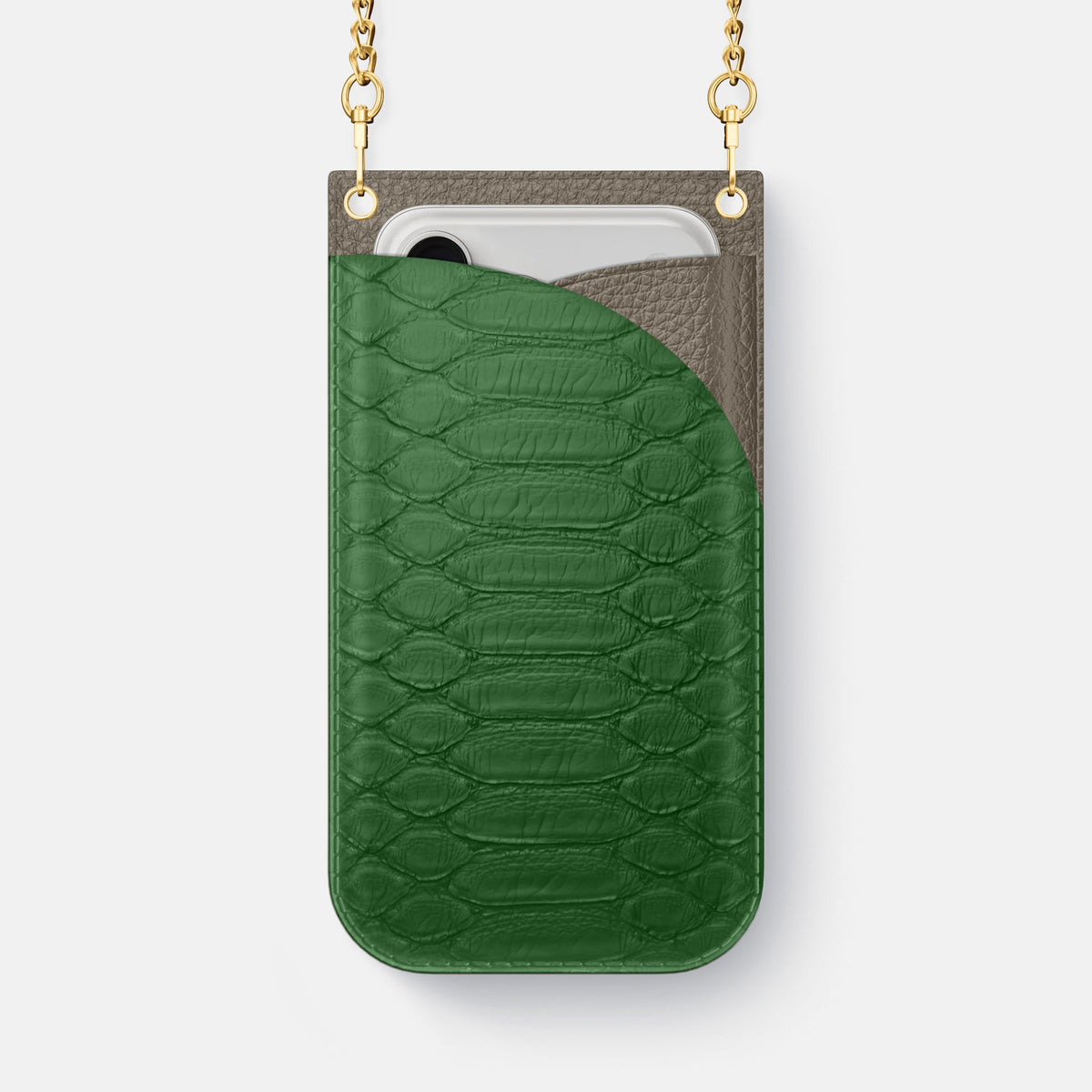 Crossbody Bag For iPhone 18 Pro Max In Python -1 | Green-Gold