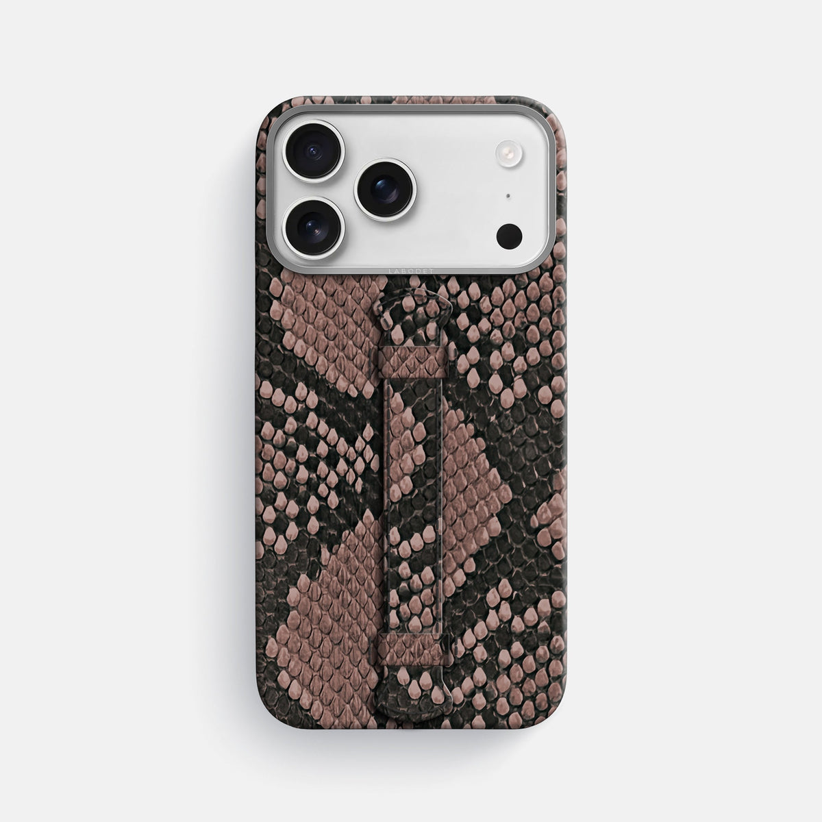Center Handle For iPhone 18 Pro Max In Deluxe Python -1 | Mahogany-Brown-Steel