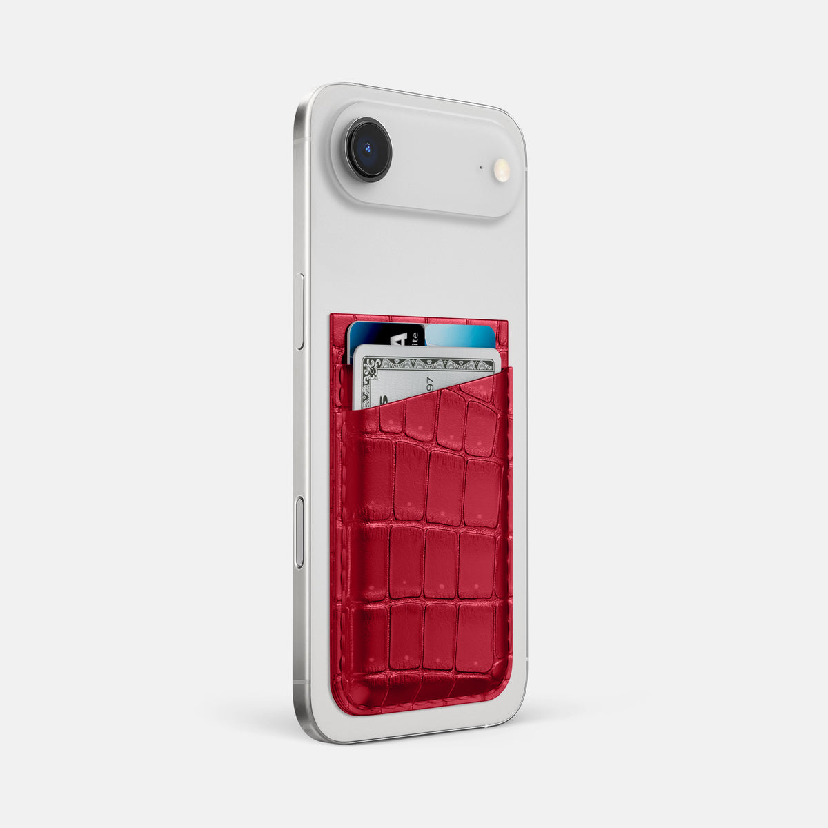 MagSafe Wallet For iPhone 17 Air In Porosus Crocodile -2 | Burgundy