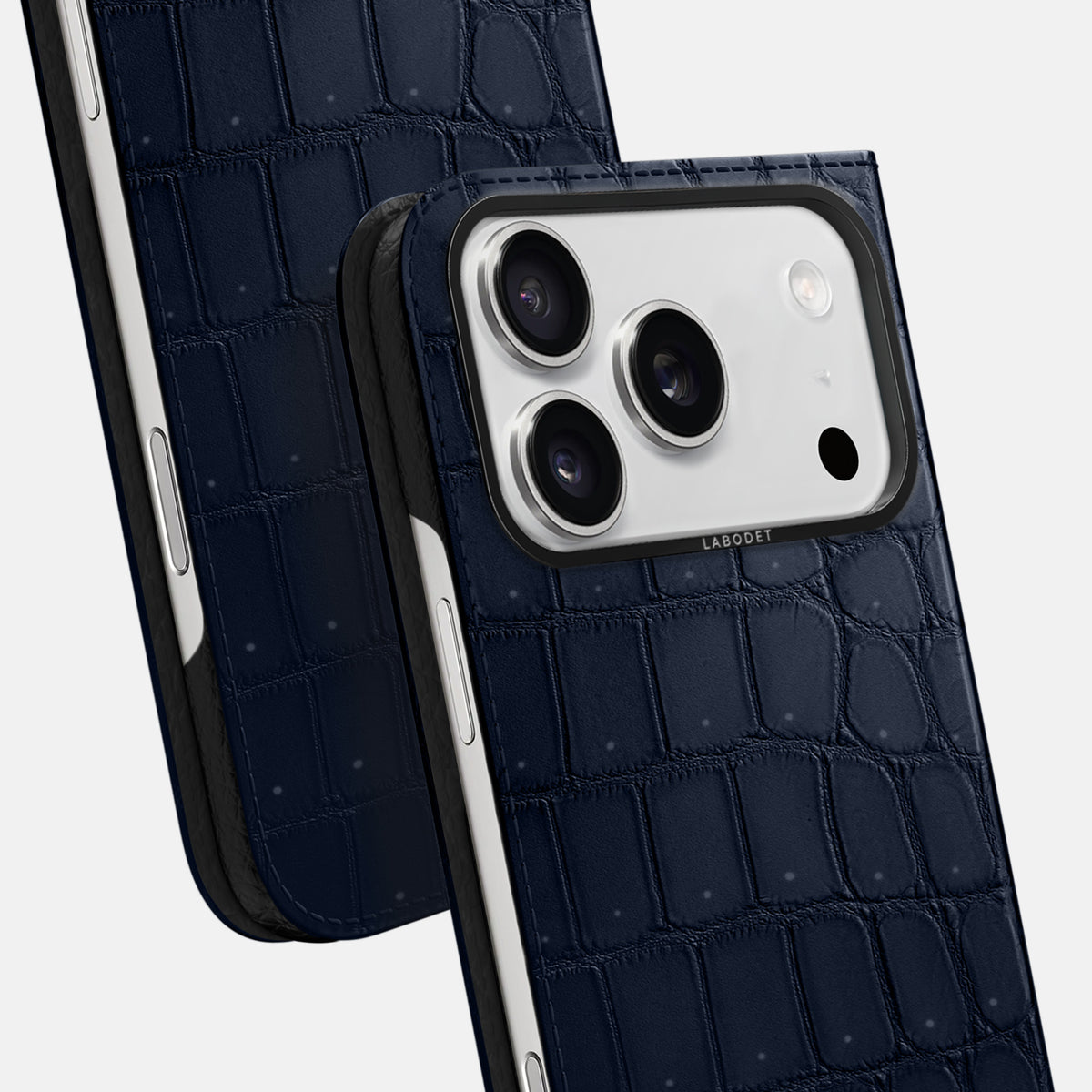 Folio Case For iPhone 17 Pro In Porosus Crocodile -5 | Deep-Blue-Sea-Black