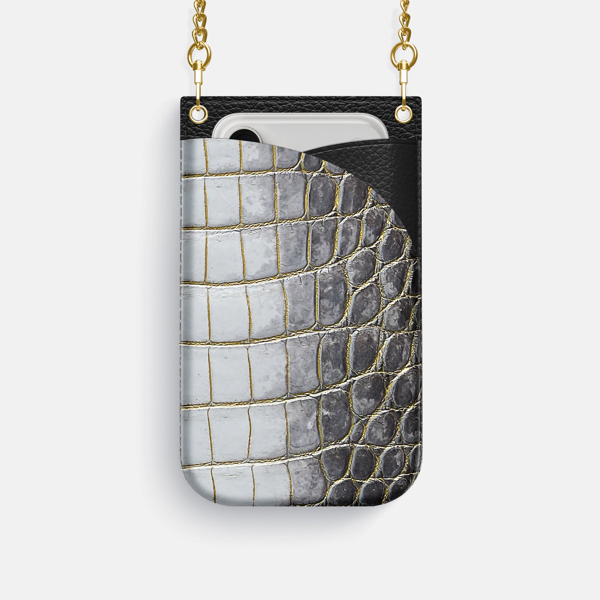 Crossbody Bag For iPhone 17 Pro In Himalayan Crocodile -1 | Gold-Gold